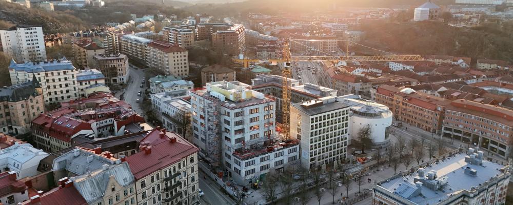 Bygget av Handelshögskolan, Göteborg. Foto: Peab