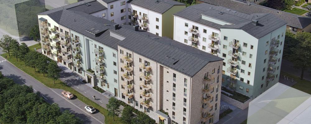 Nu påbörjas byggnationen av 177 hyresrätter i trä i Flatås, Göteborg. Pressbild: Derome