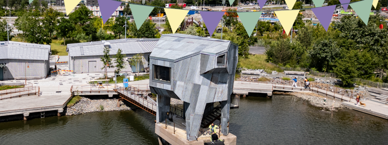 Den nya permanenta bastun i Jubileumsparken har samma utseende och placering som den tidigare bastuprototypen. Foto: Göteborgs Stad