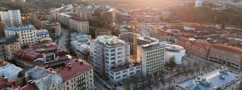 Bygget av Handelshögskolan, Göteborg. Foto: Peab
