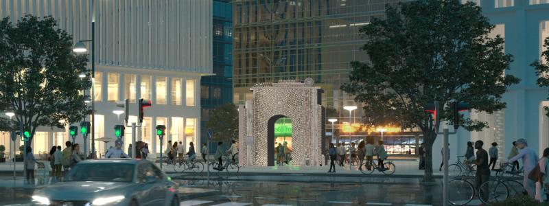 Visualisering av Goldin+Sennebys vinnande förslag "Anti-Handikapp: Göteborgs sjätte stadsport". Illustration: SPRIDD Arkitekter och Ramboll.