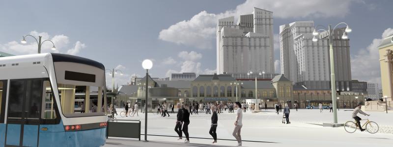 Planen för området norr om Centralstationen har överklagats flera gånger, och idag, tisdag, kom domen från Mark- och miljööverdomstolen. Domstolen har fastställt kommunens beslut att godkänna detaljplanen. Bild: Göteborgs Stad.