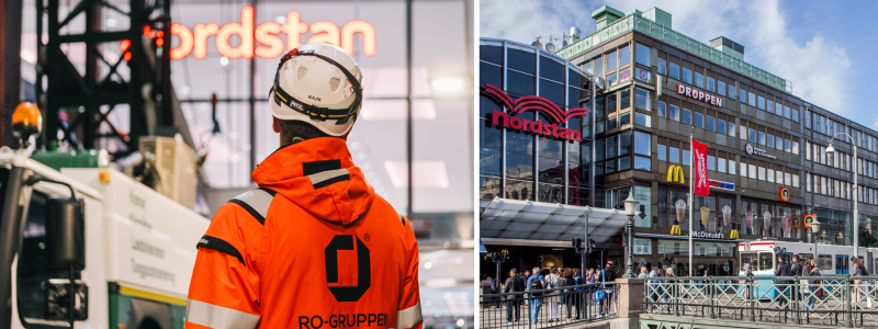 RO-Gruppen utför i samverkan med fastighetsägaren Vasakronan en fasadrenovering och hyresgästanpassning av fastigheten Objekt 1 
Bild RO Gruppen
