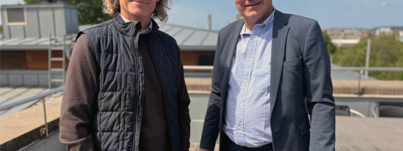 Tillträdande vd för Byggnads AB Tornstaden Mattias Gustafson och Tornstadens koncernchef Jan Edlund Fotograf/Källa: Helena Hedlund