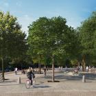 Basargatan. Vy från Basargatan västerut mot föreslagna torget-platsen mellan Vallgraven och Kungstorget. Visionsbild ÅWL Arkitekteroch Göteborgs Stad