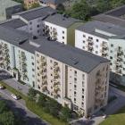 Nu påbörjas byggnationen av 177 hyresrätter i trä i Flatås, Göteborg. Pressbild: Derome