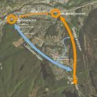 Den planerade vägsträckningen mellan Åstebo i söder och Gamla Alingsåsvägen i norr Illustration: ©Partille kommun