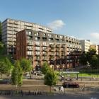 Wallenstam har tagit ett första spadtag vid Carlandersplatsen i Göteborg tillsammans med Andreas Carlson, infrastruktur- och bostadsminister. Spadtaget markerar byggstarten för Wallenstams nybyggnation av 190 hyreslägenheter med en direkt närhet till stadens puls och grönområden. Pressbild: Wallenstam