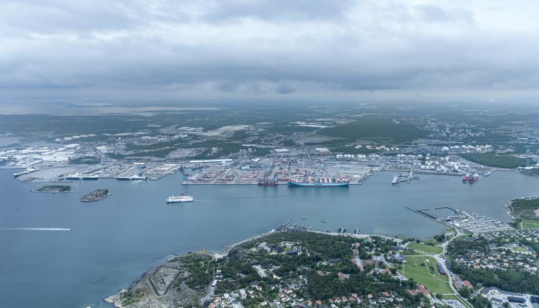 Panoramabild från 2022: Göteborgs hamn