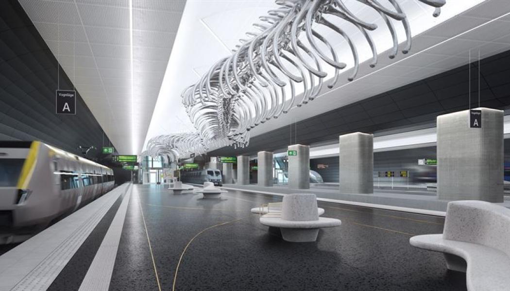 Uppdraget innebär att Peab ska bygga en del av den underjordiska pendeltågsstationen. Illustrationer: Gottlieb Paludan Architects, AFRY och ABAKO arkitektkontor AB
