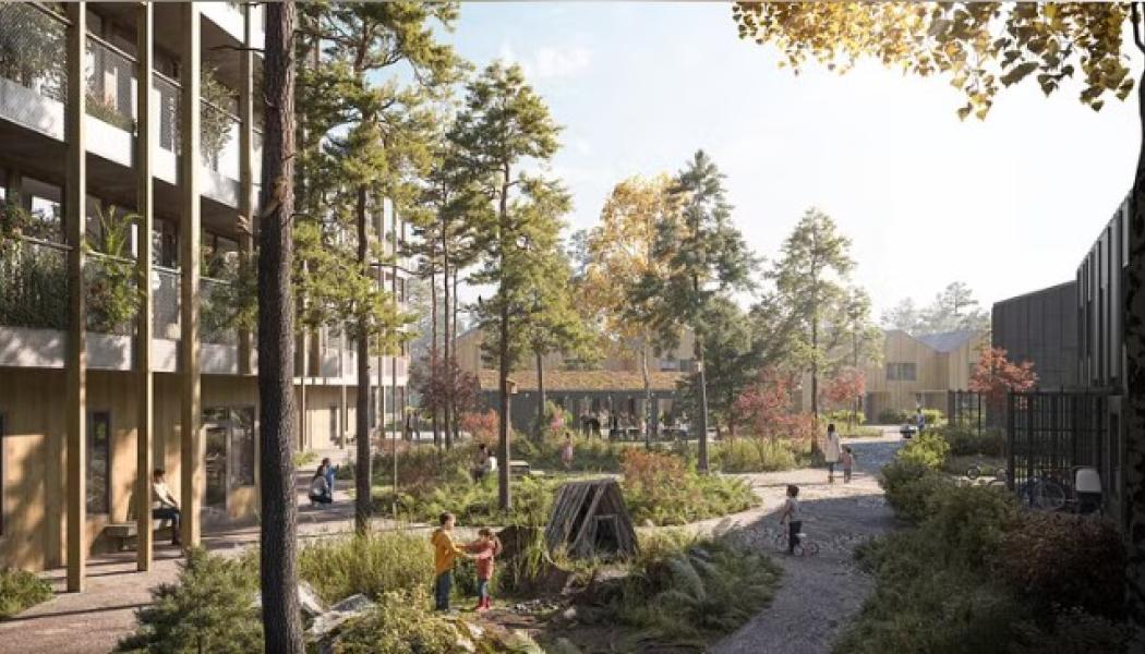 GBJ Bygg har utsetts till vinnare av Vaggeryd kommuns markanvisningstävling för Östra Strand och får nu förtroendet att utveckla ett av kvarteren i det planerade bostadsområdet. Med skogen och naturen som ledord kommer området att rymma lägenheter, radhus och parhus som smälter harmoniskt in i den omgivande tallskogen. Bilder från tävlingsförslag, vyer framtagna av 3Design.
foto GBJ Bygg