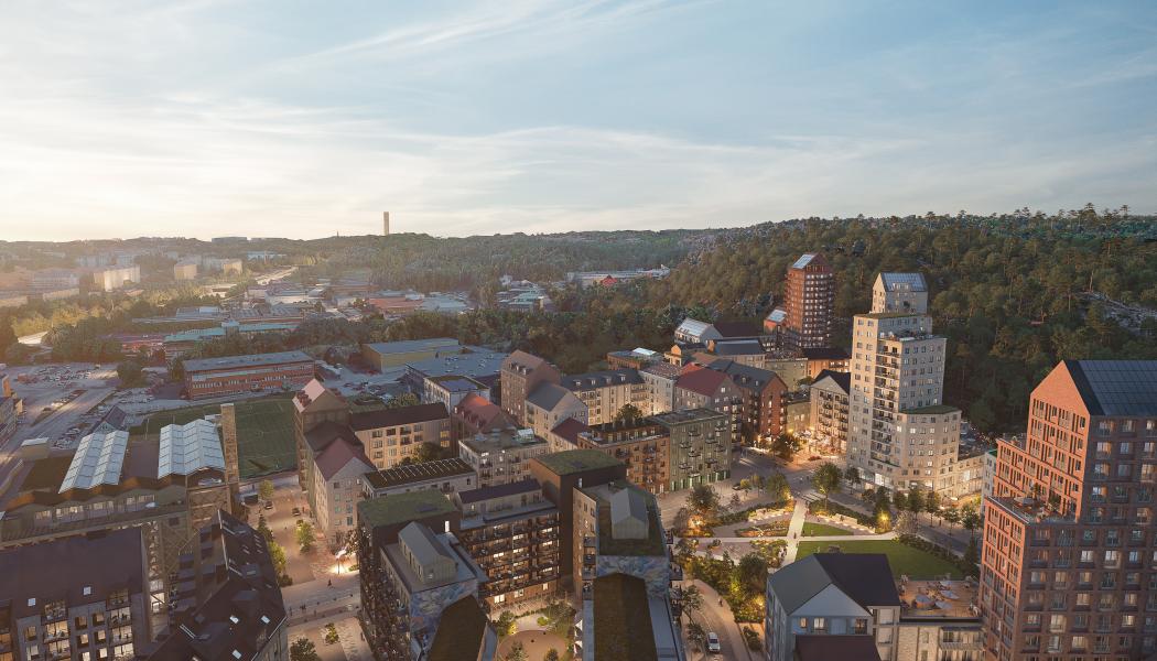OBOS och Bonava i samarbete – utvecklar 200 bostäder i Göteborg  Bilden är en visualisering framtagen av Okidoki Arkitekter