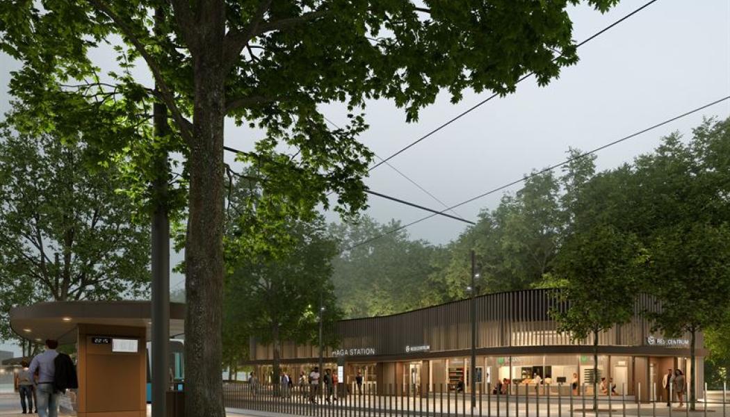 Västlänkens etapp Haga-Rosenlund. Illustrationer: Gottlieb Paludan Architects, AFRY