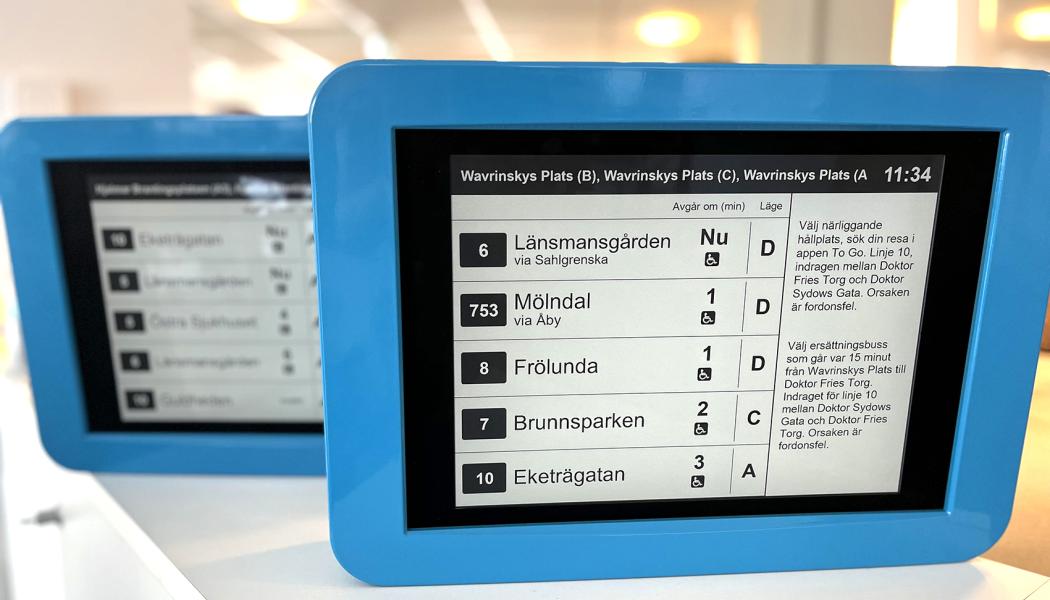 När de nya batteriskyltarna kommit på plats fortsätter Västtrafik med övriga skylttyper och uppgraderar under kommande år hela skyltbeståndet. Totalt består det av ungefär 2 000 skyltar. Foto: Västtrafik