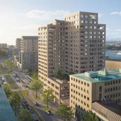 Elof Hansson Fastigheters och Riksbyggens gemensamma byggprojekt på Masthuggskajen i Göteborg Foto: Riksbyggen
