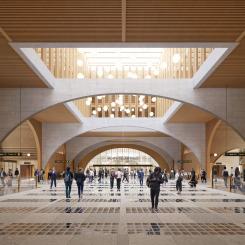 interiör nya stationshallen. Jernhusen rendering Göteborg Grand Central. Fotograf: Reiulf Ramstad Arkitekter för Jernhusen