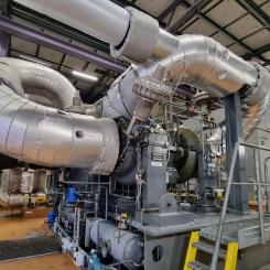 Turbokompressor i en industriell värmepump i Stockholm Bildrättigheter: Atlas Copco Energas GmbH