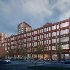 På historisk mark, där SKF tillverkat rullningslager, kommer Stena Fastigheter att utveckla Kulan till en öppen, levande stadsdel med bostäder, arbetsplatser, handel och upplevelser. Pressbild: Stena Fastigheter Arkitekt: Liljewall Arkitekter, Bell Phillips