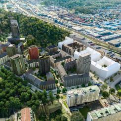 Visionsbild framtida Kallebäcks Terrasser. Upphovsrätt:
Arkitekten